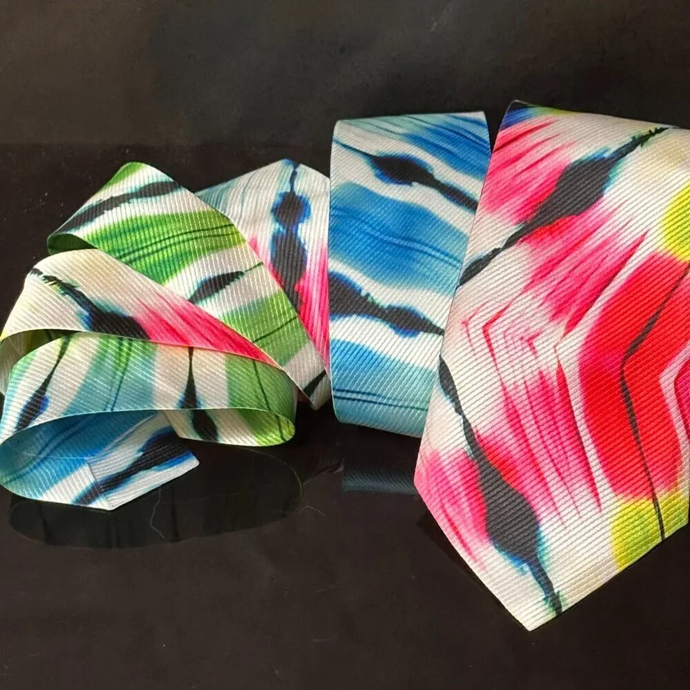 Psychedelic Rainbow Menswear Necktie Tie Neckwear Tie Dye Tied Dyed Hippie Rave